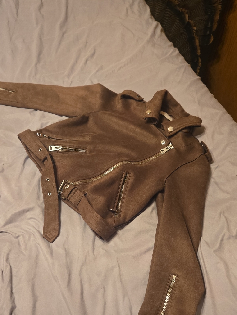 Zara Brown Suede Moto Jacket